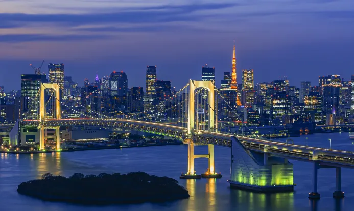 台場海濱一帶可眺望東京灣與彩虹大橋 台場海濱一帶可眺望東京灣與彩虹大橋