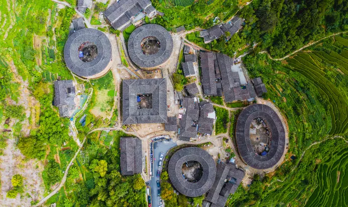 福建土樓(南靖)景區俯瞰全景 福建土樓(南靖)景區俯瞰全景