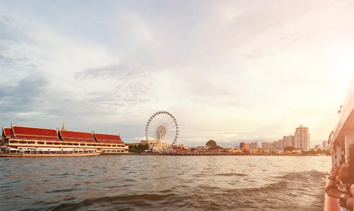 曼谷湄南河日落景色 曼谷湄南河日落景色