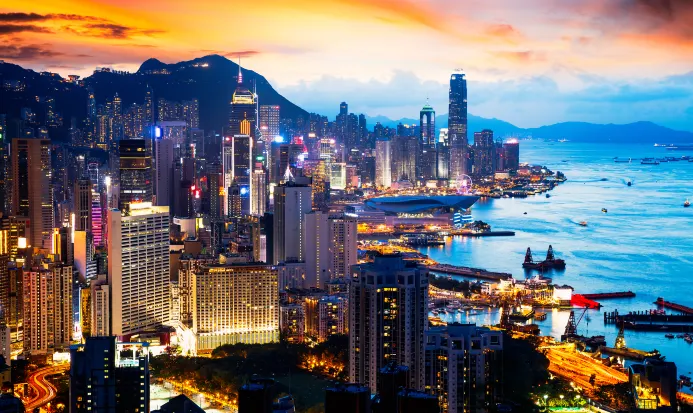香港市區的日落景色