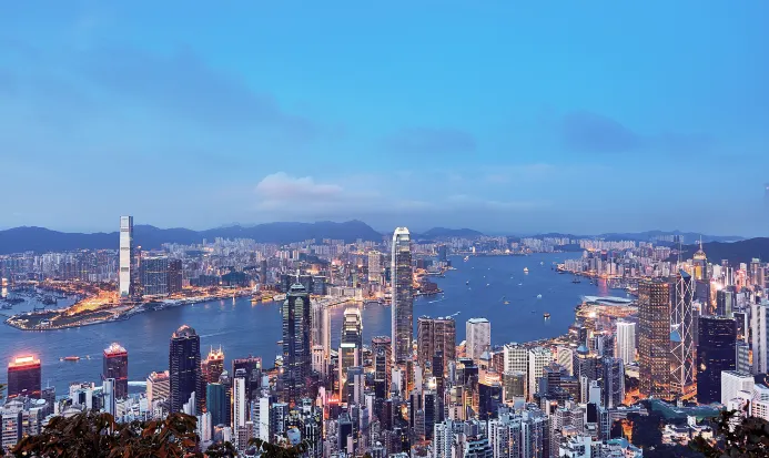 維多利亞港一帶的夜景