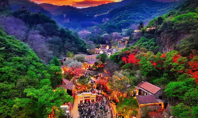 淄博紅葉柿岩旅遊區群山環抱的秋色 淄博紅葉柿岩旅遊區群山環抱的秋色