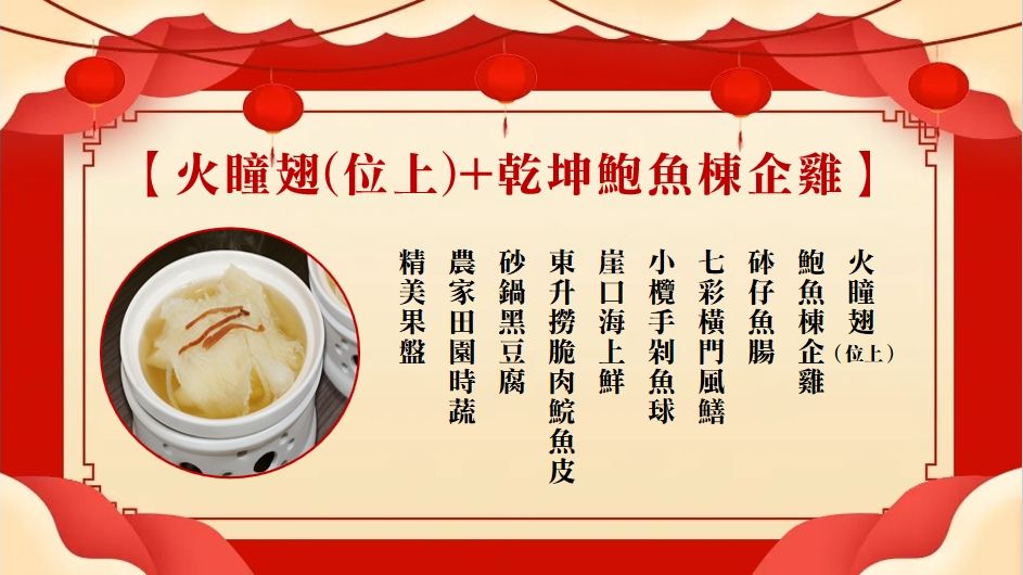 火瞳翅(位上)+乾坤鮑魚棟企雞