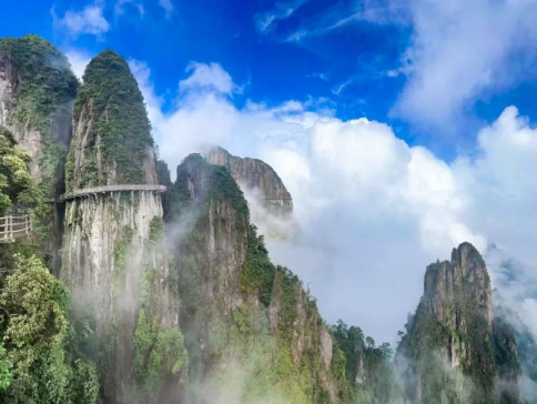 《森中秘景~莽山森度遊+醉美丹霞》「莽山．五指峰景區」體驗懸崖垂直電梯、雲間懸空棧道、乘船觀賞丹霞大型山水實景光影秀 保證入住2025年全新開業國際品牌洲際酒店旗下~韶關韶州城假日酒店 韶關純玩3天團