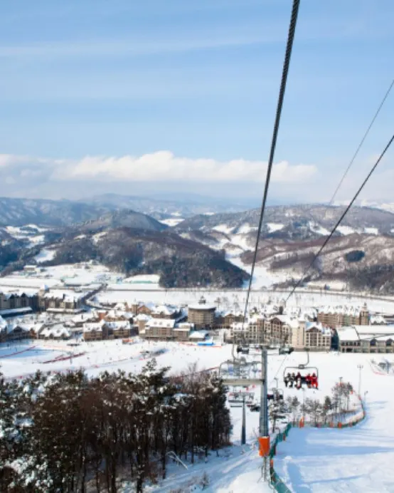 平昌+首爾5天冬日滑雪之旅【保證2晚Alpensia Resort Pyeong Chang +冬日滑雪體驗】大關嶺天空牧場 (觀賞巨型風車+羊咩餵食草乙份+拖拉機車體驗)、發旺山觀光纜車體驗