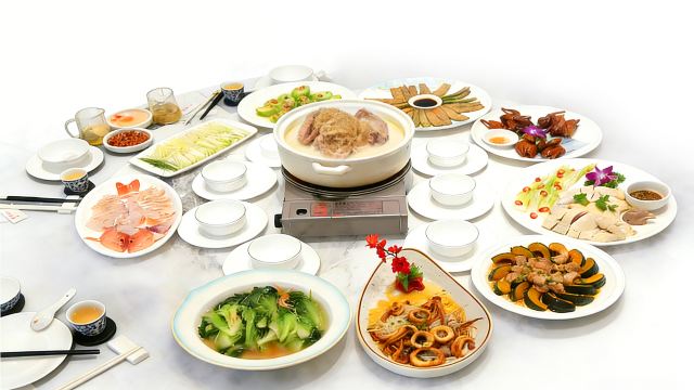 白玉藏珍豬肚包魚翅+(位上)過橋東升斑宴