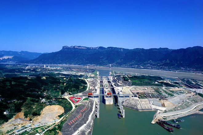 三峽大壩五級船閘