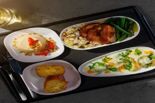 Premium economy class dining