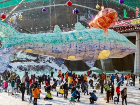 洪川+首爾冬日滑雪6天之旅 ※【Sono Belle Vivaldi Park索諾美麗維瓦爾第公園度假村+冬日滑雪體驗+「梅峰山頂」觀光纜車】※北漢江大成里鱒魚慶典、南怡島、晨靜樹木園~五色星光庭園展