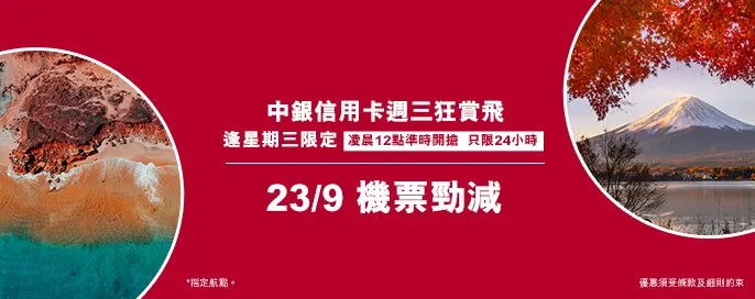 中銀信用卡X 週三狂賞飛