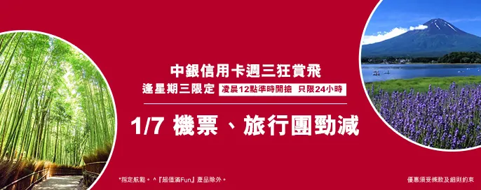 中銀信用卡X 週三狂賞飛