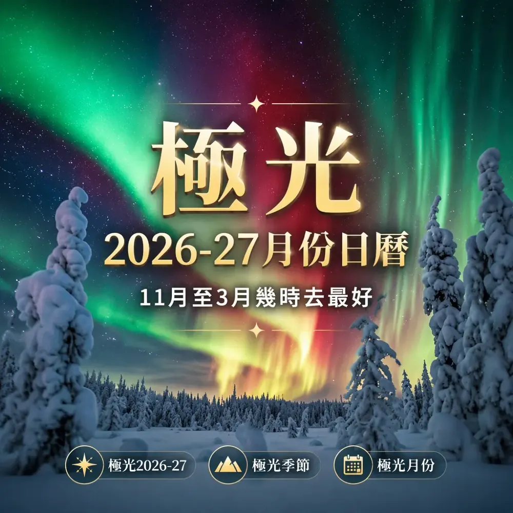 極光2026-27月份日曆：11月至3月幾時去最好