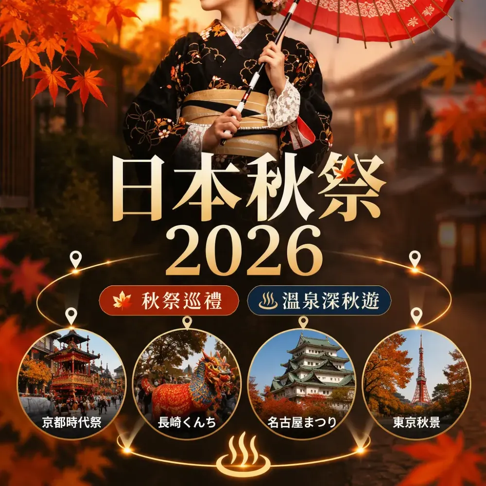 日本秋祭2026×溫泉深秋遊：京都長崎東京名古屋攻略