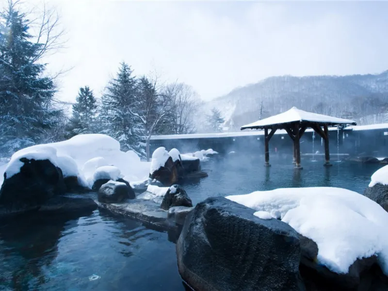 行程安排8晚溫泉酒店,圖為賞雪溫泉場景 行程安排8晚溫泉酒店,圖為賞雪溫泉場景
