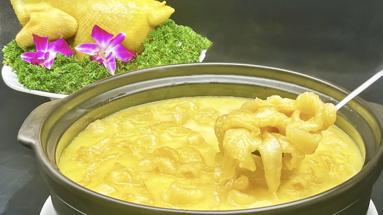 花膠濃湯煲雞(每席兩斤)+韻味炭火蜜汁叉燒宴