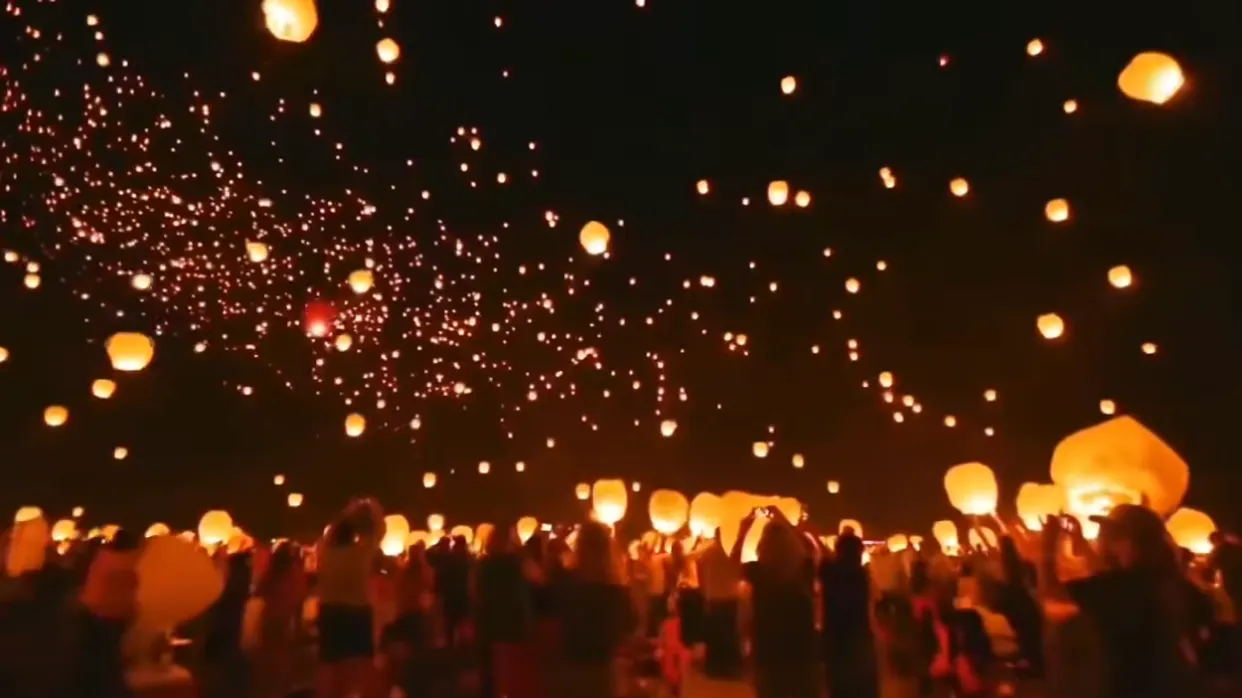 江畔燈海煙花SHOW+篝火孔明燈祈福