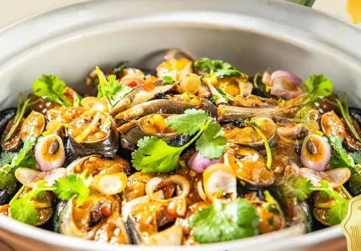 (堂做)無焰巖焗海鱔之韻+(堂做)無火石烤安格斯牛肉+石鍋金湯花膠煲海鮮宴