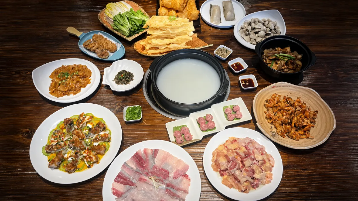 毋米粥油浸鮑魚雞+黑胡椒焗沙蝦宴